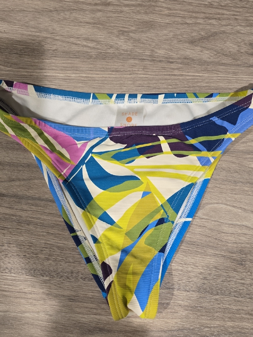 Shade & Shore Blue, Green and Purple Tropical Leaf Bikini Bottom